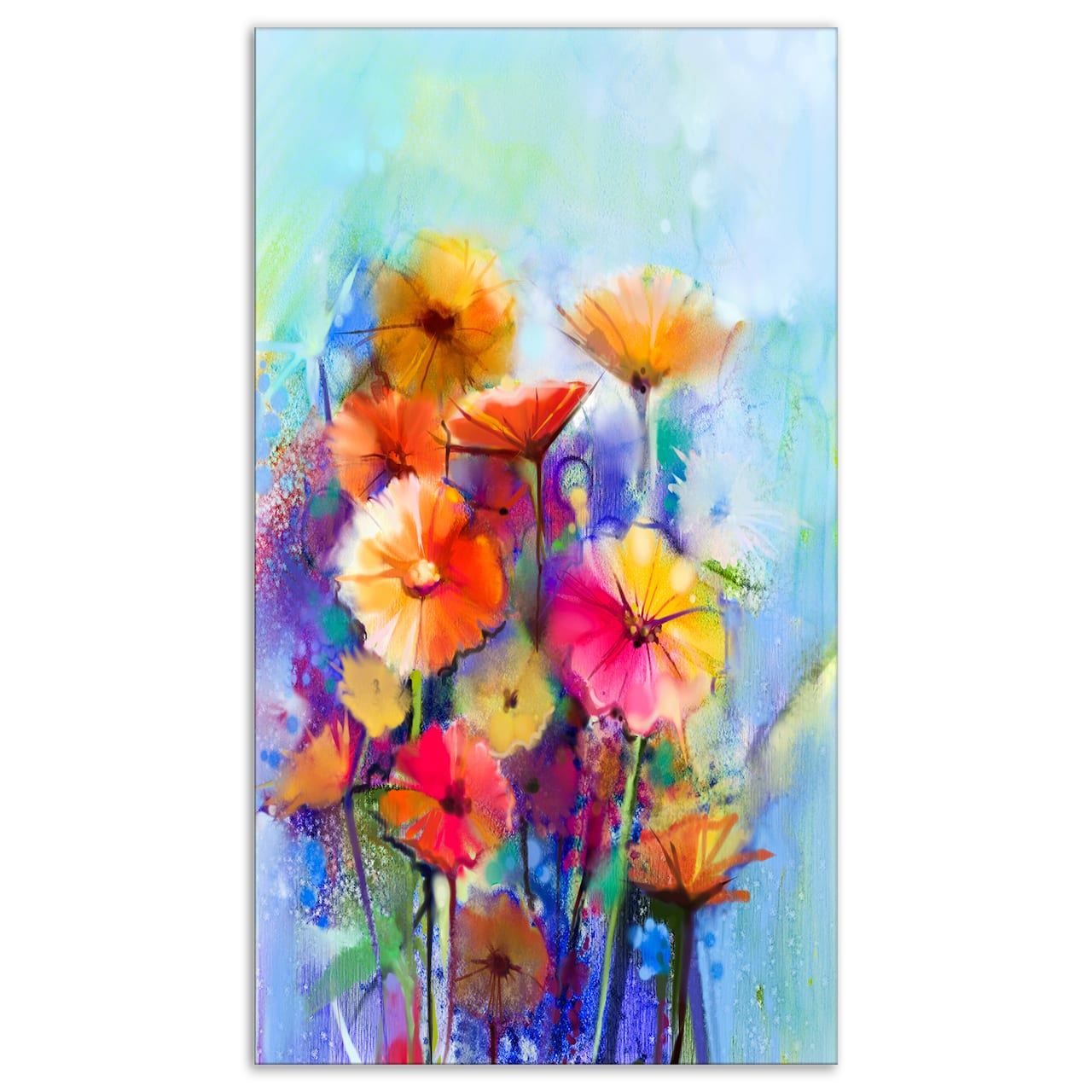 Designart - Abstract Floral Watercolor Painting - Large Floral Canvas Art Print